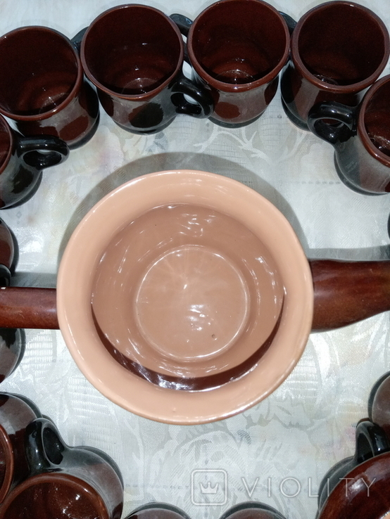 Глиняный чайник и 16шт. чашек кофейных, фото №4