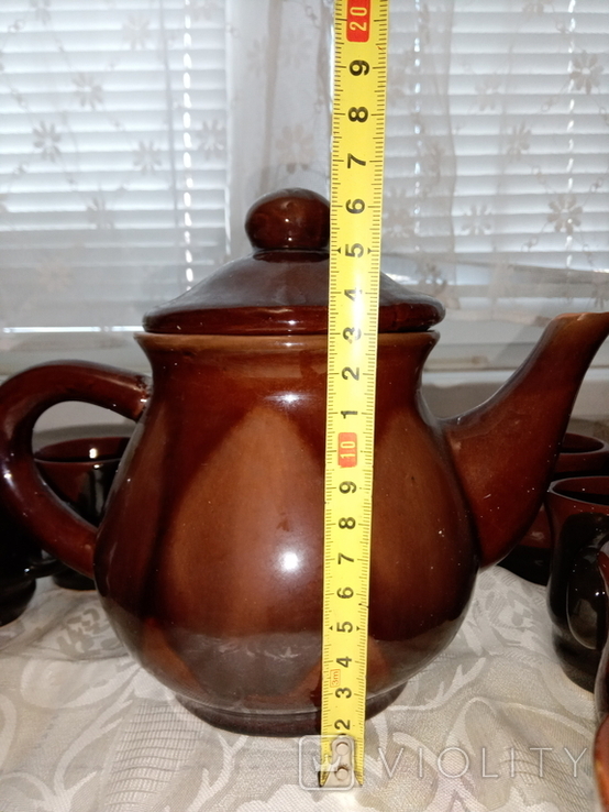 Глиняный чайник и 16шт. чашек кофейных, фото №10