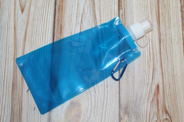 Портативная мягкая складная бутылки-фляга для воды с карабином 480мл (1450), фото №4