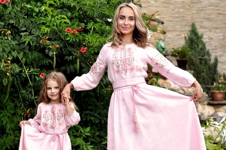 Нарядна дитяча сукня з ніжно-рожевого льону, numer zdjęcia 4