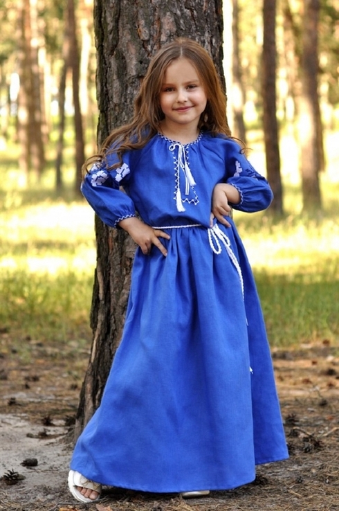 Ошатна вишита сукня з льону для дівчинки, numer zdjęcia 2