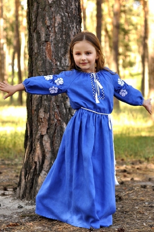 Ошатна вишита сукня з льону для дівчинки, numer zdjęcia 3