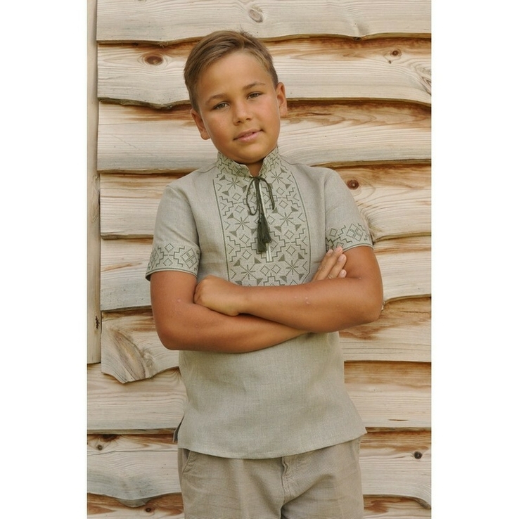 Дитяча вишита сорочка з невибіленого льону, photo number 4