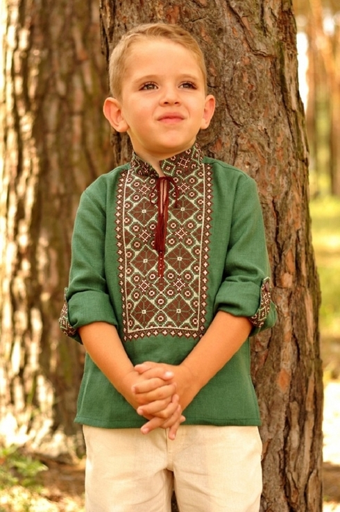 Дитяча вишиванка для хлопчика з натурального льону, фото №2