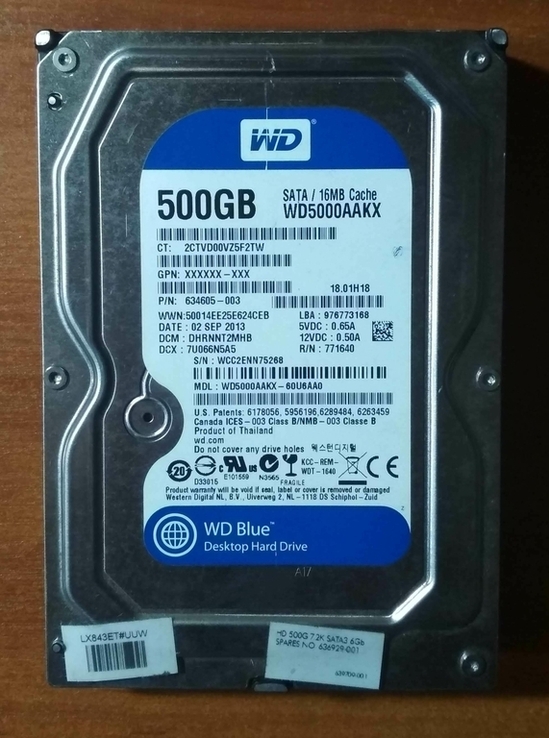 Жесткий диск WD 500GB Sata3 16Mb Cache, фото №2