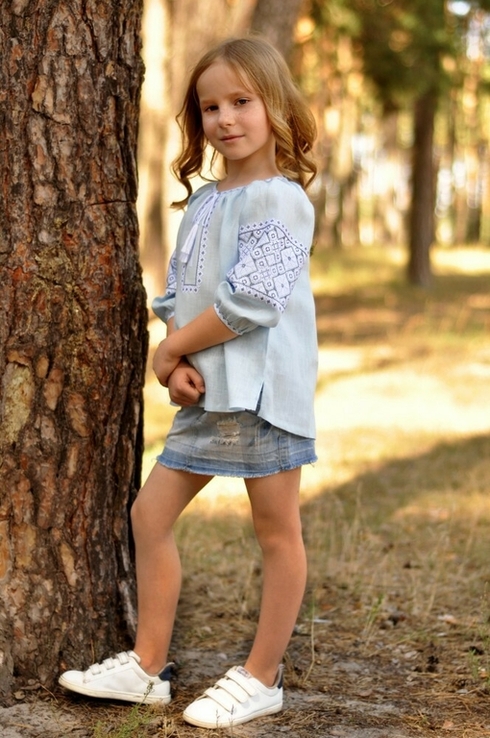 Дитяча блуза з вишивкою з тонкого льону, фото №4