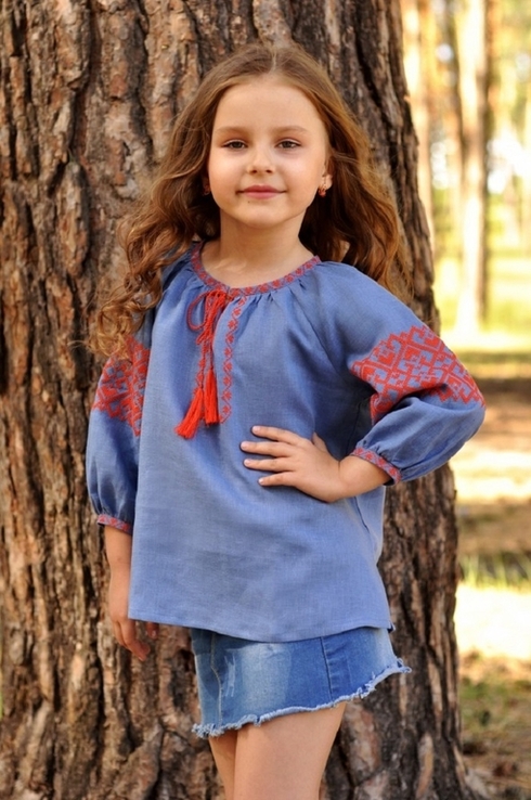 Дитяча блуза з вишивкою з тонкого льону, numer zdjęcia 2