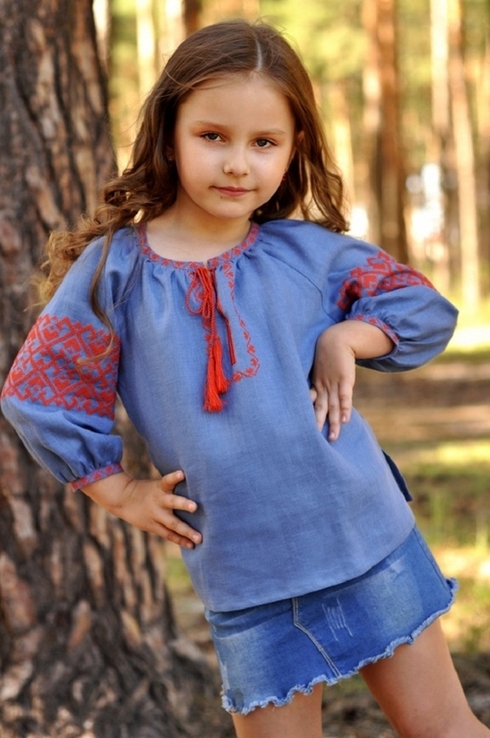 Дитяча блуза з вишивкою з тонкого льону, numer zdjęcia 4
