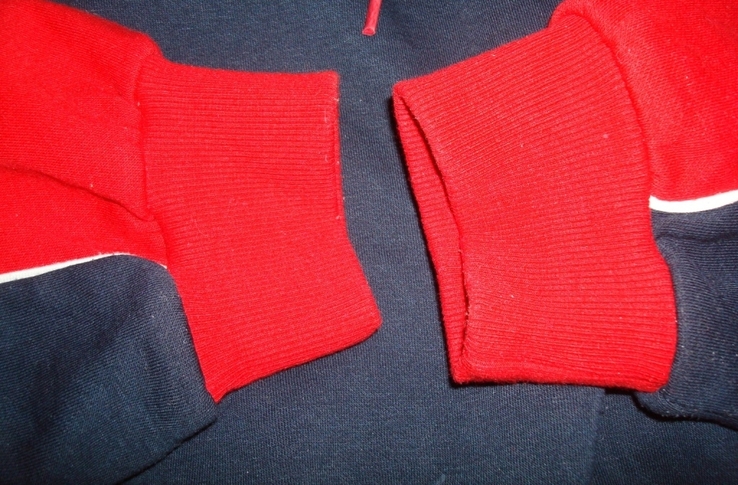 H M divided Теплое укороченное худи на резинке синий/красный с капюшоном, фото №10