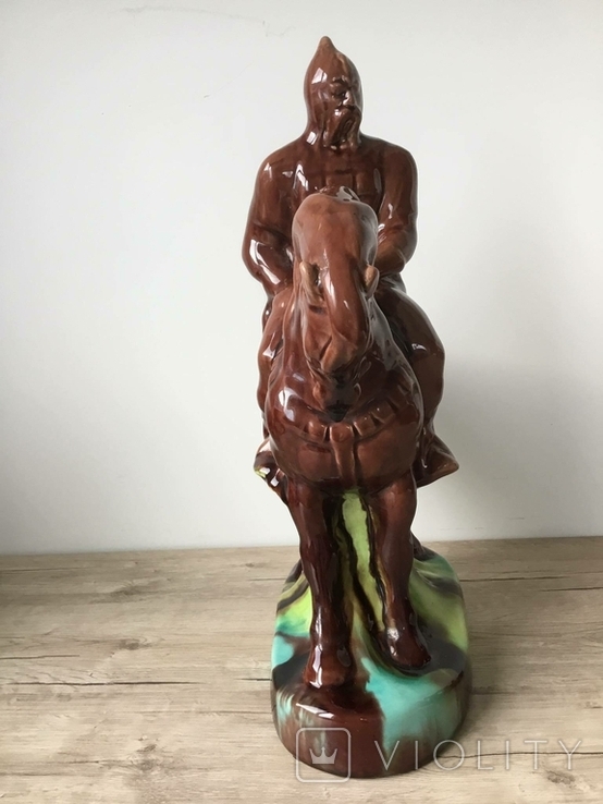 Большая статуэтка Богатырь на коне, ЛКСФ, майолика., фото №10