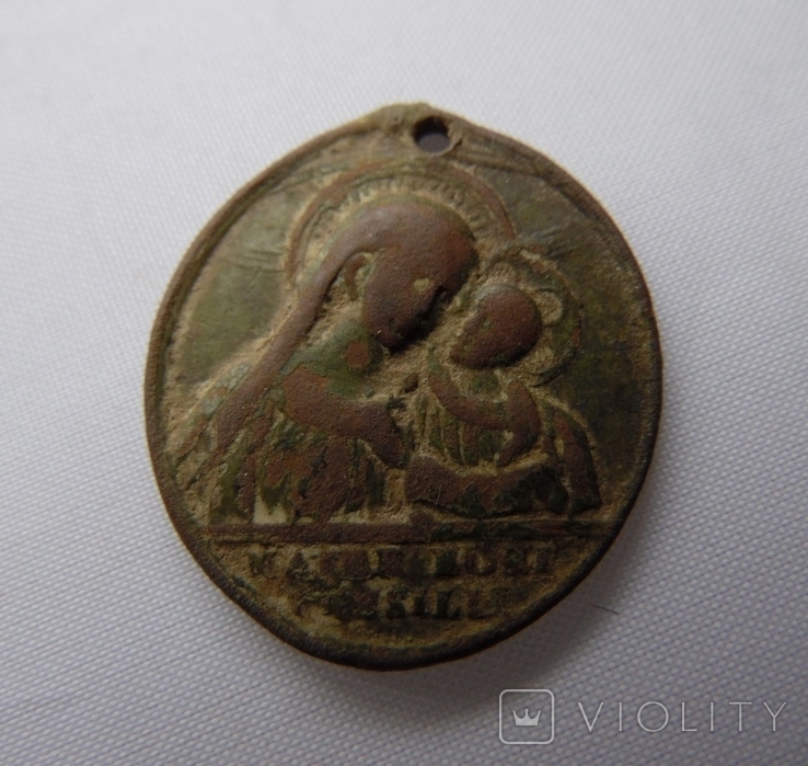 Старинный религиозный медальон св.Анна, фото №6
