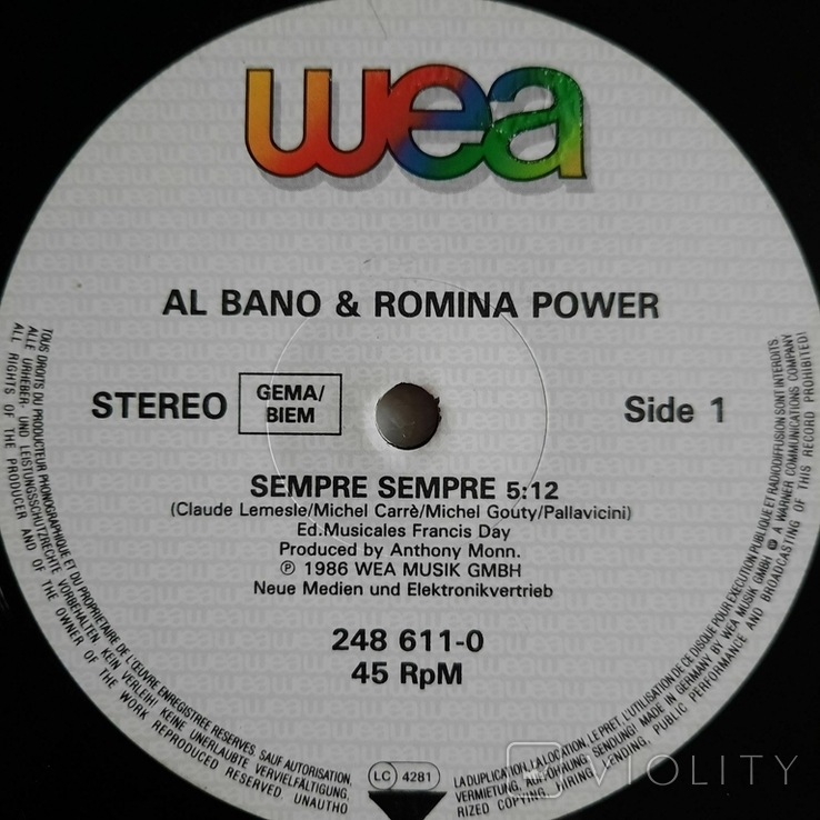 Al Bano Romina Power / Sempre Sempre // Maxi-Single // 1986 // Germany / WEA / Vinyl, photo number 7