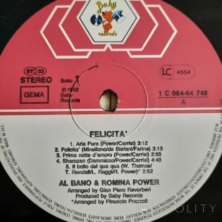 Al Bano Romina Power / Felicita // 1982 // Baby Records / Germany / Vinyl / LP / Album, photo number 10