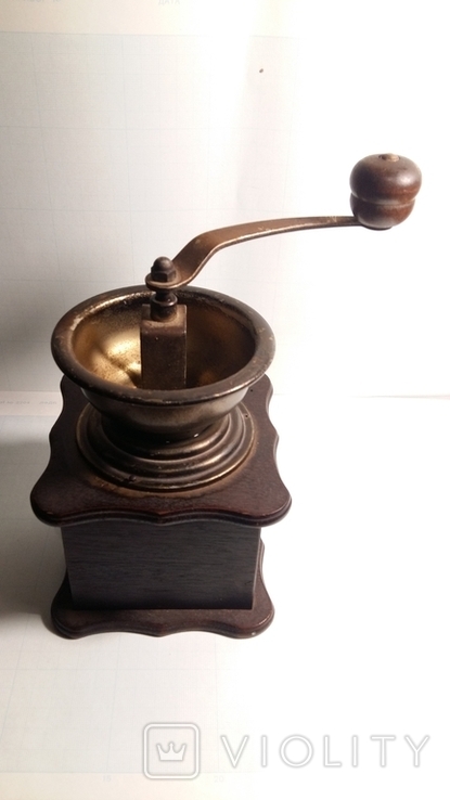 Старинная немецкая ручная кофемолка. Мореный черный Дуб, фото №4