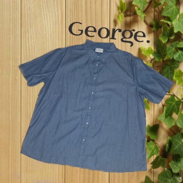 George Стильная красивая мужская рубашка кор. рукав тонкий джинс в крапинку 2 XL, фото №3