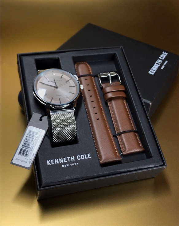 Годинник наручний сталевий з шкіряним ремінцем Kenneth Cole, фото №2