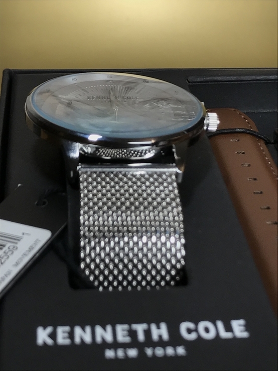 Годинник наручний сталевий з шкіряним ремінцем Kenneth Cole, numer zdjęcia 6