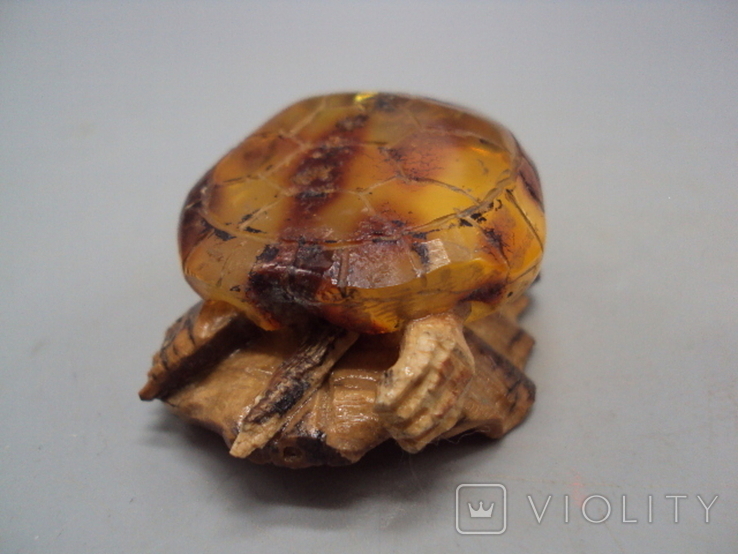 Фигура миниатюра статуэтка черепаха на листке янтарь кость мамонта черепашка и лист, фото №7