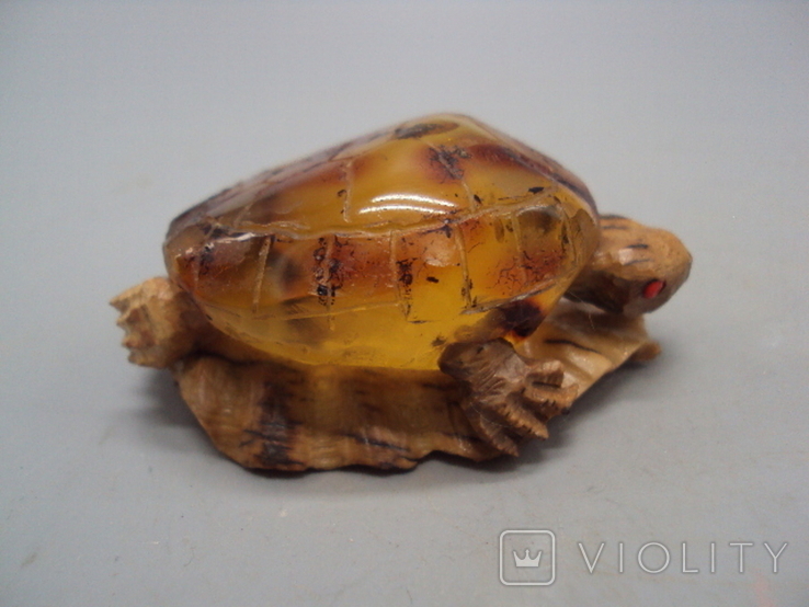 Фигура миниатюра статуэтка черепаха на листке янтарь кость мамонта черепашка и лист, фото №8