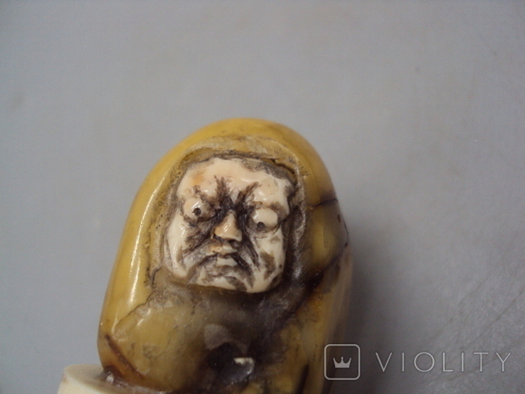 Фигура миниатюра статуэтка Дарума нэцкэ янтарь кость мамонта вес 51 г, фото №11