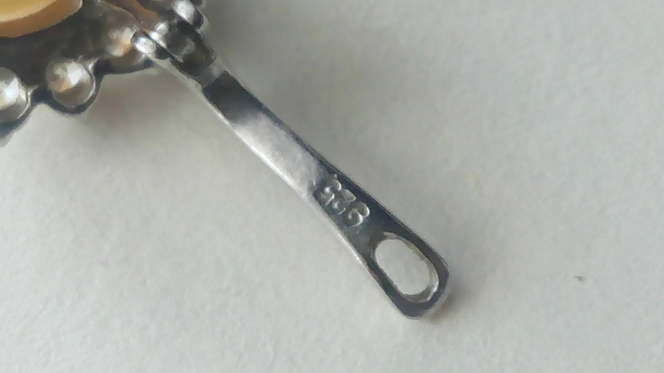 Серебряные серьги 925 пробы со вставкой из жемчуга., фото №6