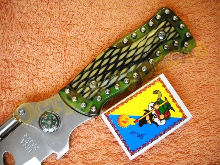  Нож Saber с фонарем компасом открывалкой чехлом, фото №8