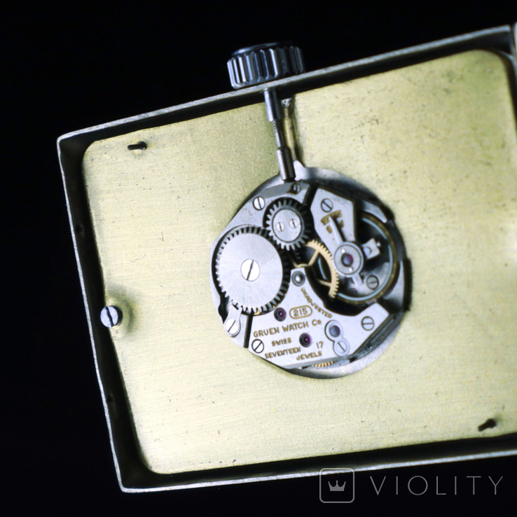 Вінтажний механічний наручний годинник Wаndolec, Tanke форма, Gruen механізм, з мельхіору, photo number 6