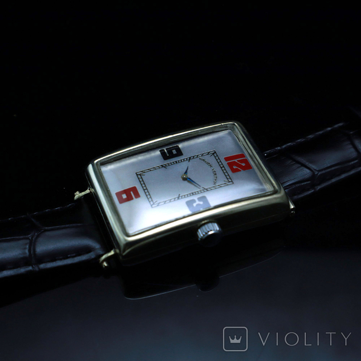 Вінтажний механічний наручний годинник Wаndolec, Tanke форма, Gruen механізм, з мельхіору, photo number 10