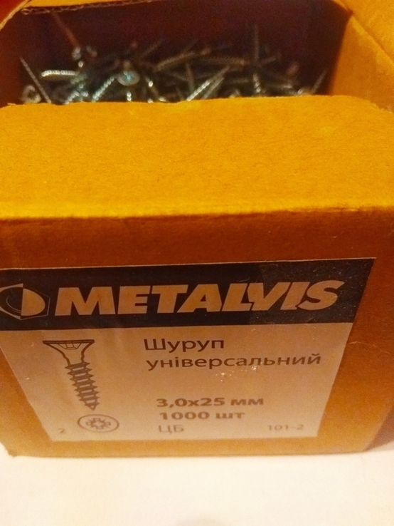 Новые Metalvis шуруп универсальный шуруп 3.0х25 мм - 1000 шт. ЦБ 101-2, фото №4