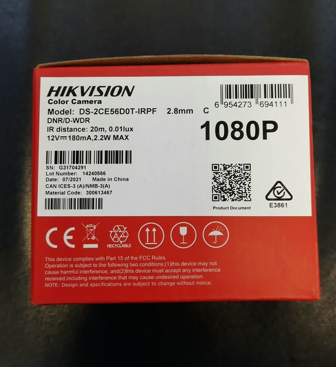 Камера видеонаблюдения Hikvision DS-2CE56D0T-IRPF 2.8mm 2Мп HD, фото №3