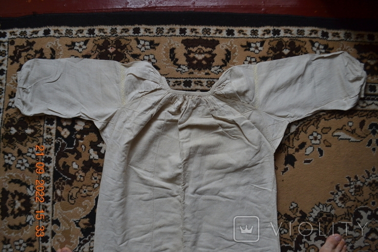 The shirt is old Ukrainian. Embroidery. Homespun hemp cloth. 116x66 cm. New. №15, photo number 6