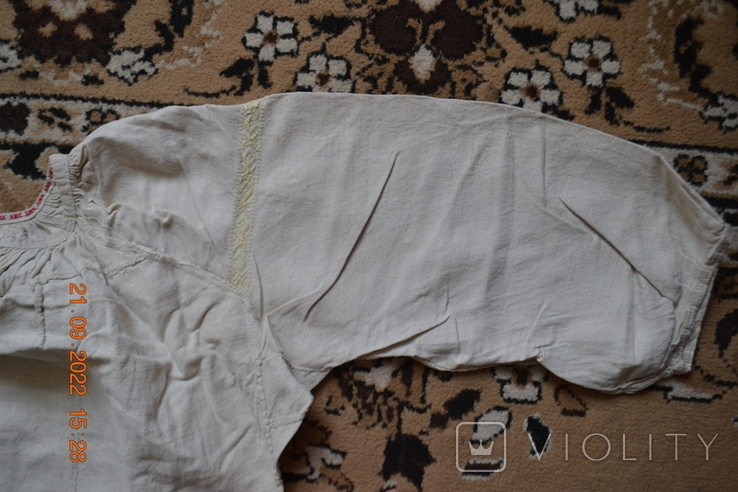 The shirt is old Ukrainian. Embroidery. Homespun hemp cloth. 116x66 cm. New. №15, photo number 8