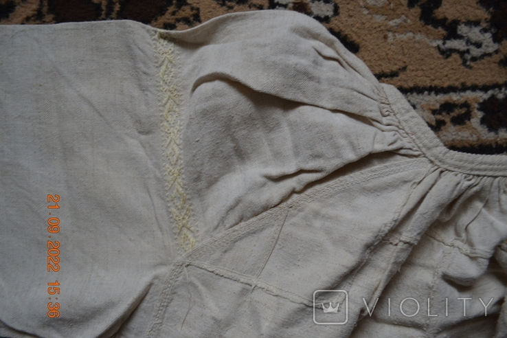 The shirt is old Ukrainian. Embroidery. Homespun hemp cloth. 116x66 cm. New. №15, photo number 9