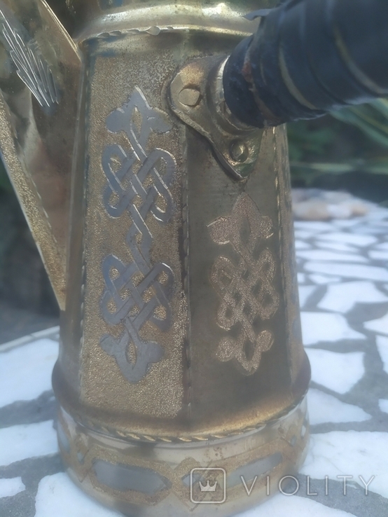 Турка кофеварка джезва Большая Рельефный узор коллекционная объем 950 грамм Марокко, фото №9
