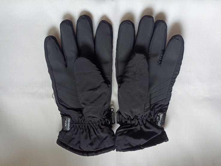 Thinsulate мужские термо зимние теплые мужские перчатки черные флис, фото №3