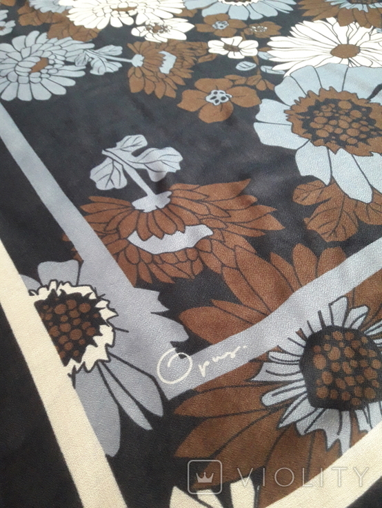 Большой утепленный платок Цветочный сад с подписью, 111/108 см, photo number 3