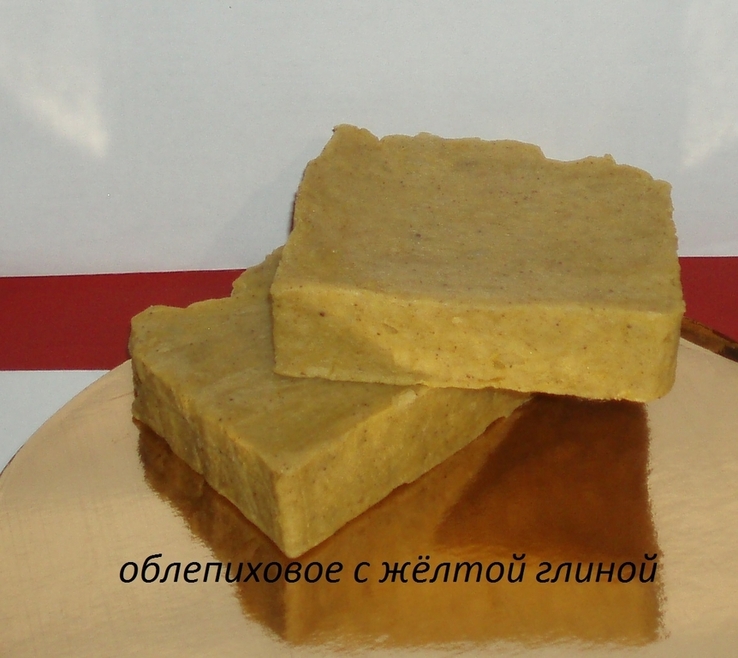  Handmade облепиховое с жёлтой глиной мыло c нуля 90 гр, никакой мыльной основы