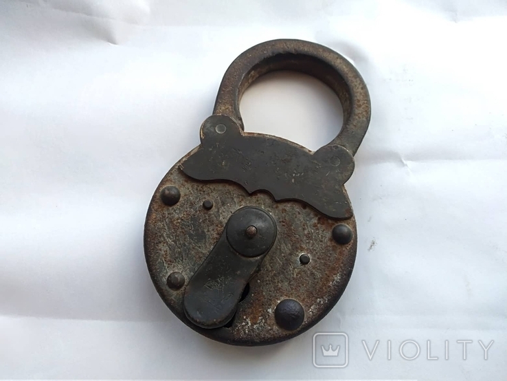 Antique barn lock with brass plates The brand is similar to Demidov's Sobol, photo number 2