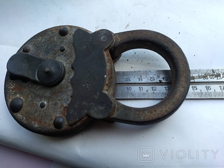 Antique barn lock with brass plates The brand is similar to Demidov's Sobol, photo number 9