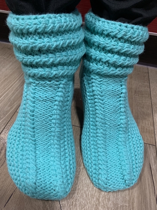 Тёплые вязаные носки ручной работы / В'язані шкарпетки, фото №4