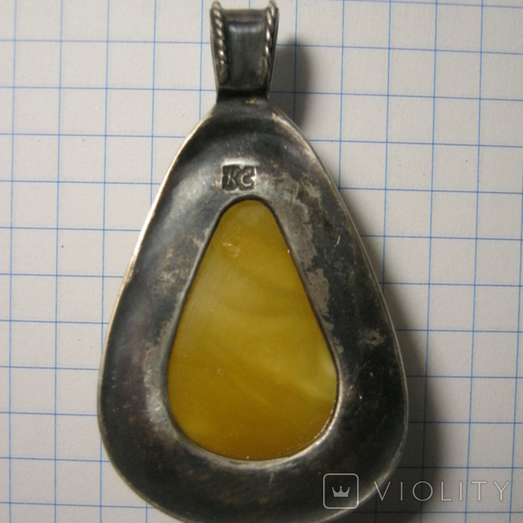 Серебренный кулон с янтарем., фото №7
