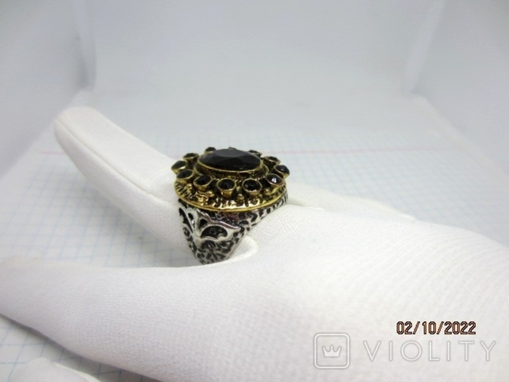 Women's handmade ring with natural stones, black onyx, photo number 4