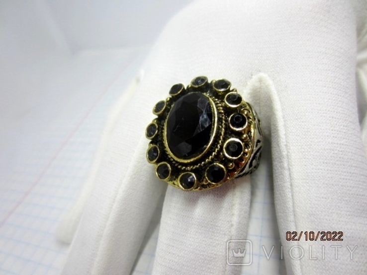 Women's handmade ring with natural stones, black onyx, photo number 6