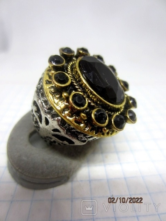 Women's handmade ring with natural stones, black onyx, photo number 8