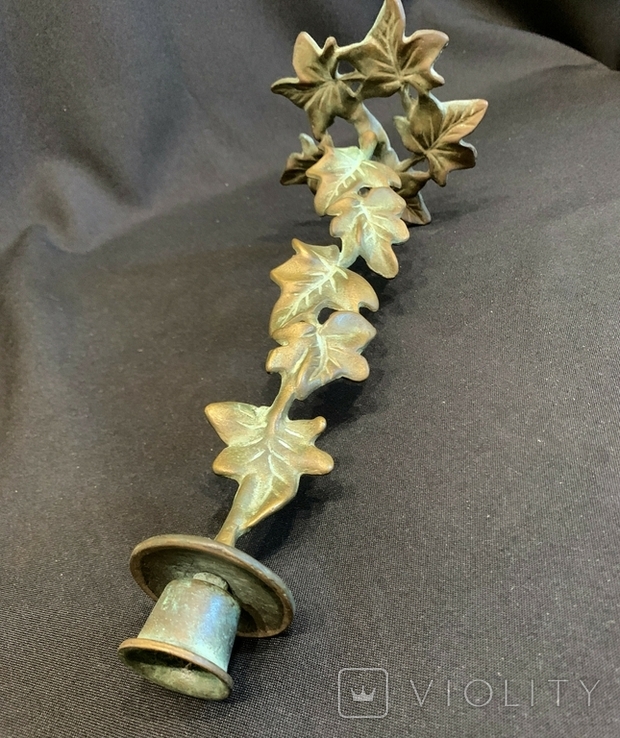 Antique candlestick, leaves, immortality, perseverance in life and aspirations, bronze, Germany, photo number 11