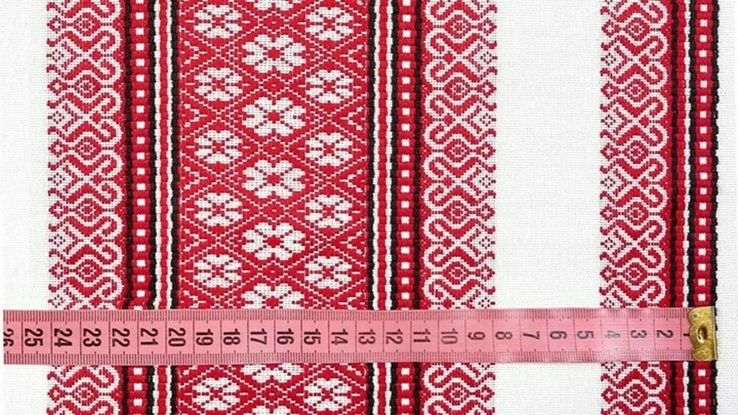 Рушник тканый вышитый длина 150 см, белый с красным орнаментом N 1, photo number 6