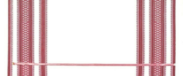 Рушник тканый вышитый длина 150 см, белый с красным орнаментом N 1, фото №7