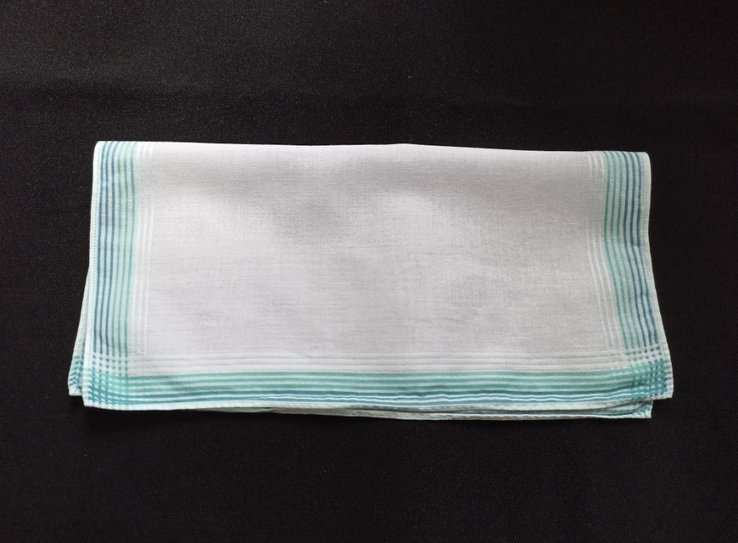 Носова хустка №1 -л 15 носовик білий у різнокольорові смужки, photo number 4