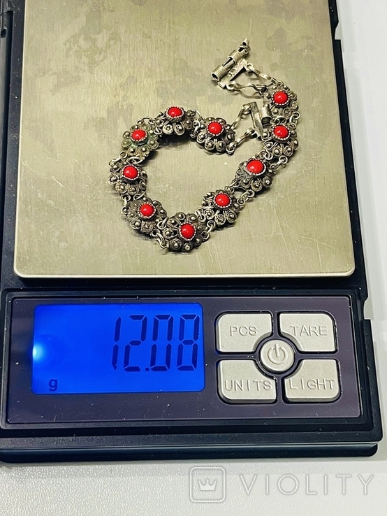 Bracelet silver scan filigree coral, photo number 8