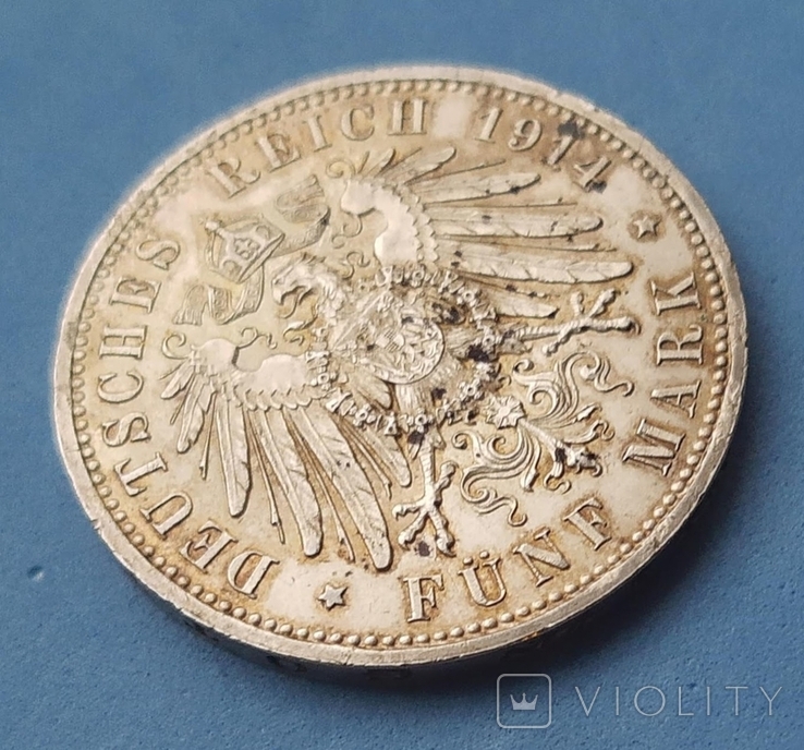 5 марок 1914 А Вильгельм 2 Прусия, numer zdjęcia 6